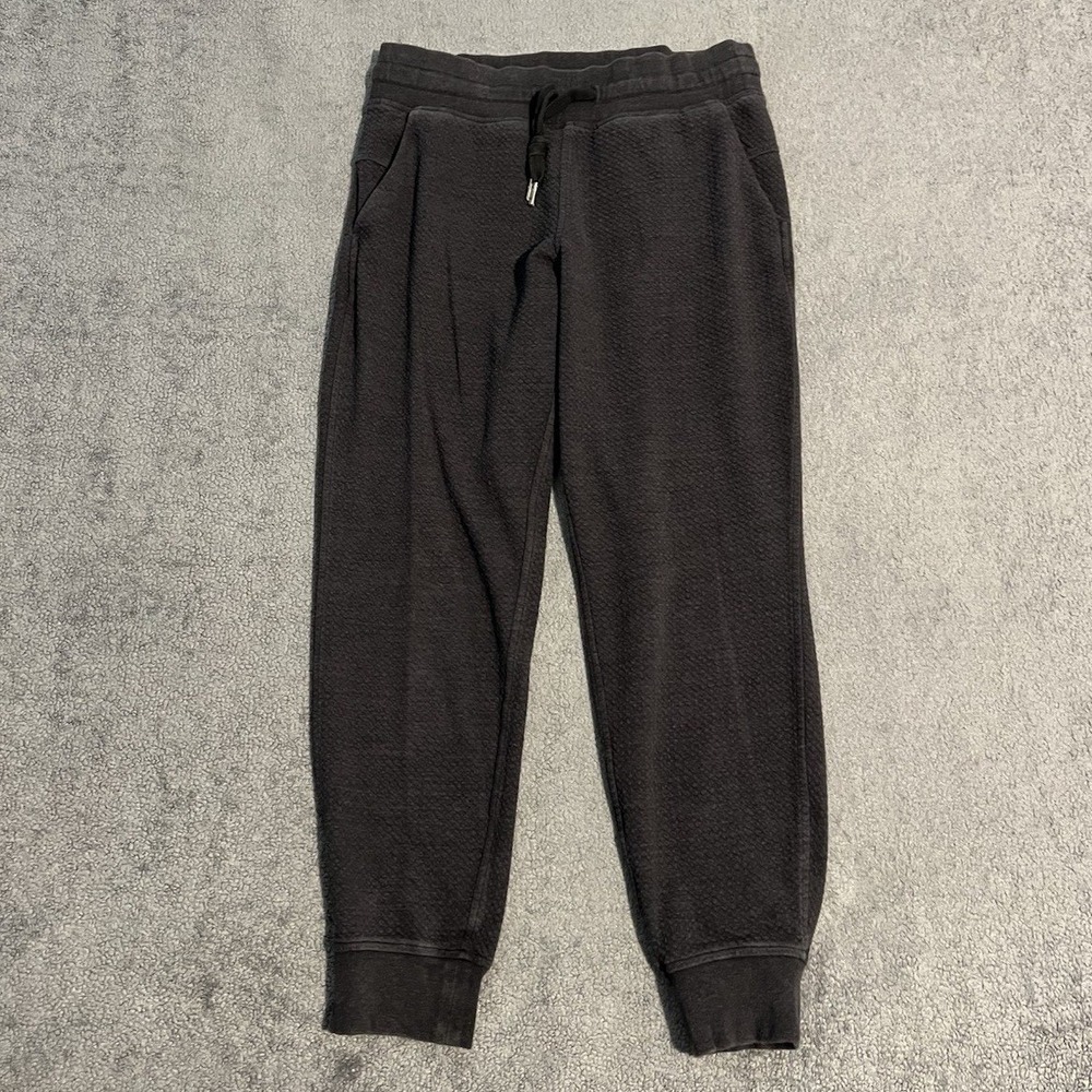 Lululemon Womens Black Sweatpants Size 8 Drawstring Tapered Joggers Cotton